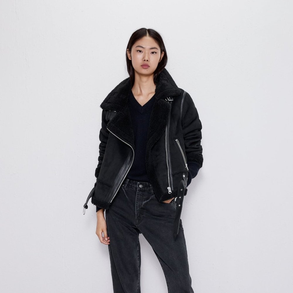 Zara black double face jacket